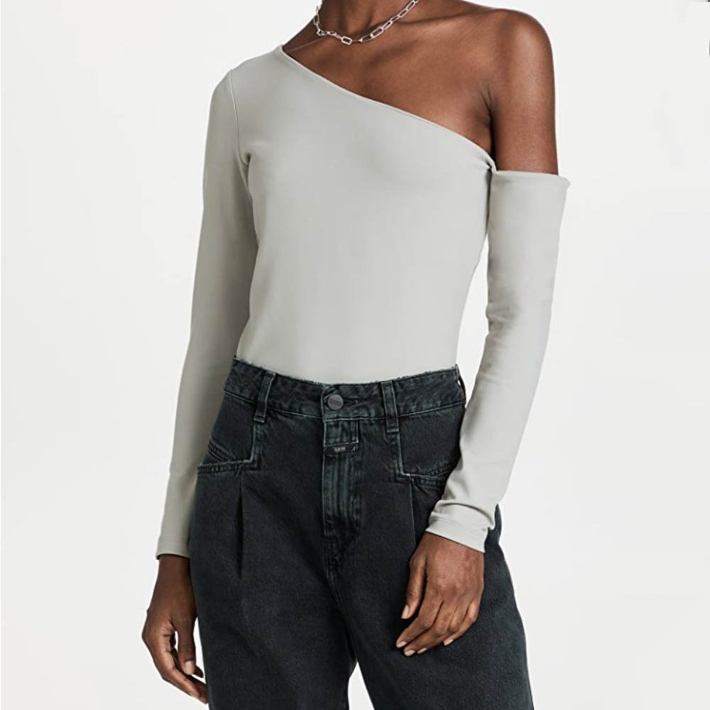Susana Monaco Grey Long Sleeve Open Shoulder Top Size M